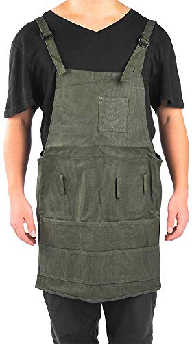 HEEPDD Tablier de poterie de Peinture, Accessoire de Travail de Toile d'artiste de Tablier de Dessin Adulte de Toile avec la Poche pour Le mécanicien d'artiste de poterie