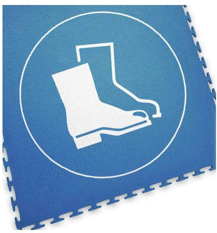 Ecotile 13.237 Carrelage de marquage de sol avec logo Chaussures de sécurité Bleu/blanc 500 mm x 500 mm