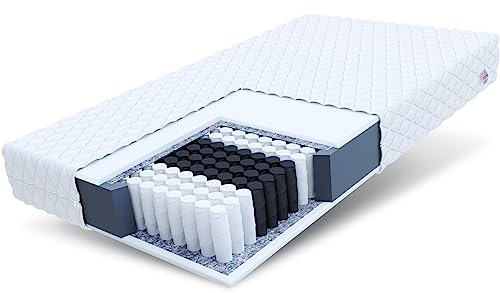 FDM Matratze 140x200 cm Härtegrad H3 Höhe 23 cm Taschenfederkernmatratze Polyurethan-Schaum 7 Komfortzonen mit Hypoallergenem Waschbarem Premium-Bezug Oeko-Tex Medic MAX
