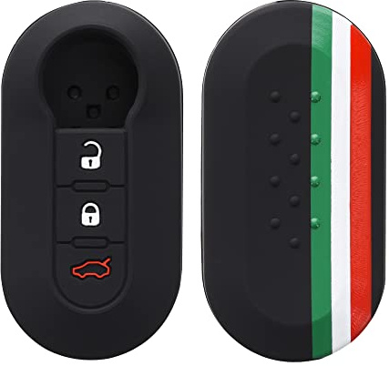 kwmobile Autoschlüssel Hülle kompatibel mit FIAT Lancia 3-Tasten Klapp Autoschlüssel Hülle - Schlüsselhülle Italien Streifen Grün Rot Schwarz