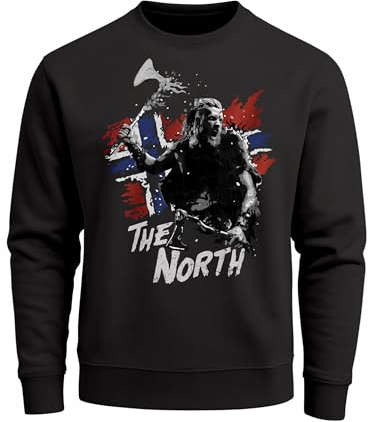 Neverless® Sweatshirt HerrenThe North Wikinger Berserker Norwegen Valhalla Odin Ragnar Rundhals-Pullover Schwarz XXL