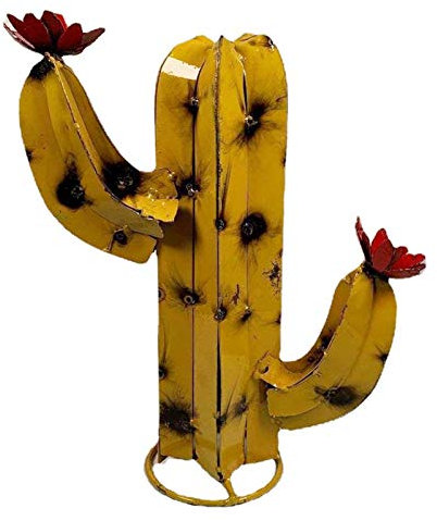 YIWOYI Metall-Kaktus-Skulptur, antike, handbemalte Metallkunst, Agave, Pflanze, Garten, Hof, Kunstskulptur, Rasen, Heimdekoration (Gelb, 40 cm)
