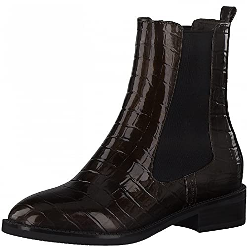Tamaris Mujer Botines, señora Botas Chelsea,TOUCHit,Bota de Deslizamiento,Botas,Medias Botas,botín,Plano,Maroon CRO.Pat,40 EU / 6.5 UK
