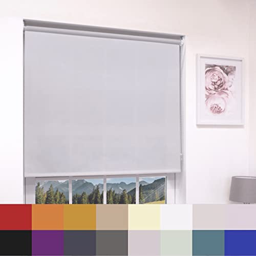 Light Grey Plain Dim Out Fabric Roller Blind Made To Measure All Fitting Included Easy Fit Child Safe Maximum size of 60cm Width x 160cm Drop