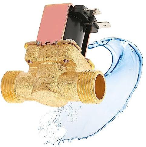 Water Valve, 1/2 DC 12V Normally Closed Brass Electric Solenoid Valve Water Control Water Inlet Flow Switch Valve, Electric Water Shut off Valve for Intelligent Water Dispenser, Water Heaters