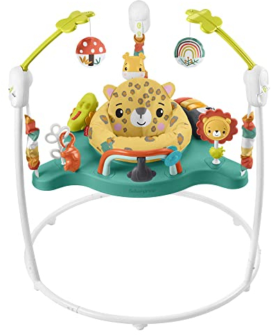Fisher-Price Jumperoo Baby Activity Center with Lights Sounds and Music, Interactive Baby Bouncer, Leaping Leopard, HND47