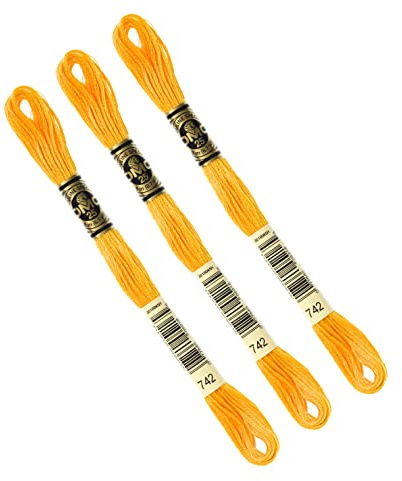 DMC - Set mit 3 DMC-Knäueln, gezwirntes Stickgarn 117 MC, 100% Baumwolle, geeignet für alle Techniken und Untergründe, ideal für Kreuzstich (orange)