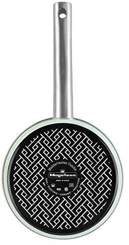 Magefesa Nordic cazo 18 cm con revestimiento antiadherente bicapa reforzado con esmalte exterior color verde menta y herrajes de inox satinados
