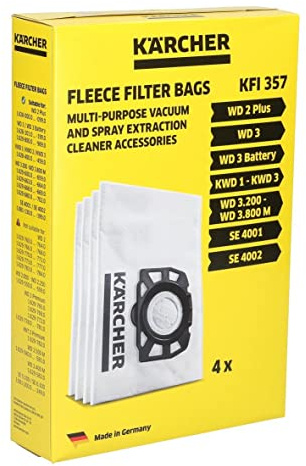 easyPART Compatible / Replacement for Kärcher 2.863-314.0 Filter Bag Fleece KFI357 for Wet Dry Vacuum Cleaners Pack of 4