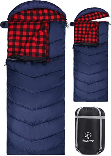 REDCAMP XL Baumwollschlafsack warm, für Erwachsene, Flanell, 3-4 Jahreszeit | deckenschlafsack mit ca. 1000g Füllung, für Winter kaltes Wetter Outdoor Angeln Camping, weich, bequem, kompakt, leicht