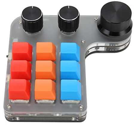 Beufee Teclado Numérico, Teclado Programable De 9 Teclas con 3 Perillas, Compatible con USB, Bluetooth, Teclado Mecánico Macro con Una Mano para Videojuegos Y Oficina