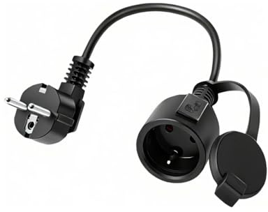 GELRHONR Kurz Verlängerungskabel,16A /250V 90 Grad(CEE 7/7) Stecker auf Schuko Netzkabel,mit Schutzkontakt Wasserdicht Staubdicht für Außen-Oder Innenbereich,Zuhause,Büro