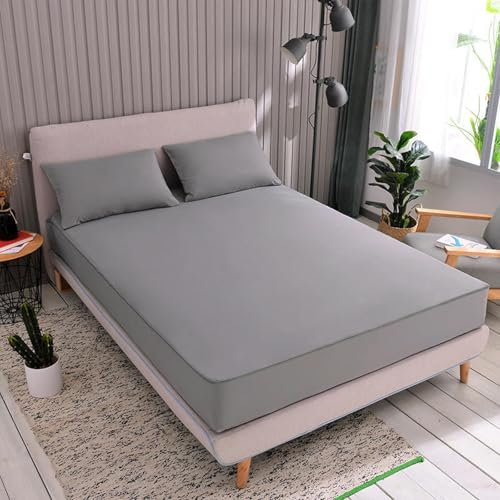 JIALIANG Matratzenbezug mit Reißverschluss 180x200+15cm Grau Matratzenbezug - - atmungsaktive Matratzenauflage - Matratzenschutz mit Schutz