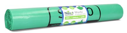Emerson 20 reißfeste Müllsäcke | extra starke Abfallsäcke | 1er Pack Grün Rollen | 120L Fassungsvolumen 70x105 cm | stabile Müllbeutel aus umweltfreundlicher Recyclingfolie