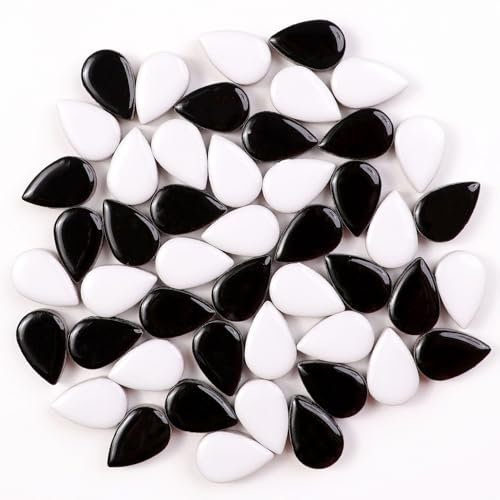 200 g Keramik-Tropfen-Mosaikfliesen, Grün, Gelb, Blau, Rot, Lila, Weiß, Schwarz, kleine Regentropfen-Blütenblätter, Mosaikstücke, Keramikstücke für Heimwerker, Hobbys, Mosaik, Handwerk, Kunstwerke und