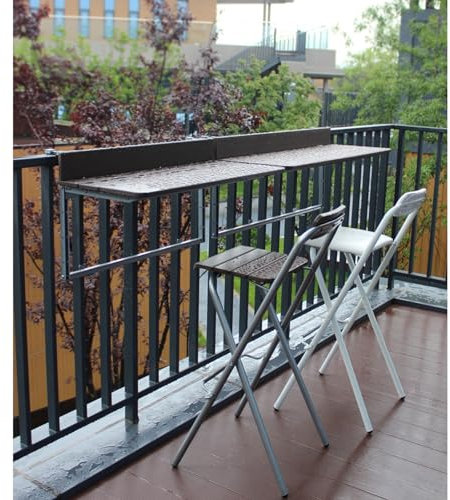 Klappbarer Balkonhängetisch für den Außenbereich, höhenverstellbar, Geländer, Serviertisch für Terrasse, Garten und Deck, langlebiges und wartungsfreies Material, 59,9 x 37 cm Größe