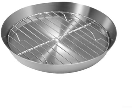 Honseadek Molde para hornear, bandeja redonda para hornear pavo asado con estante de enfriamiento, para preparar carnes, aves y productos horneados, para cocina y barbacoa (20 cm)