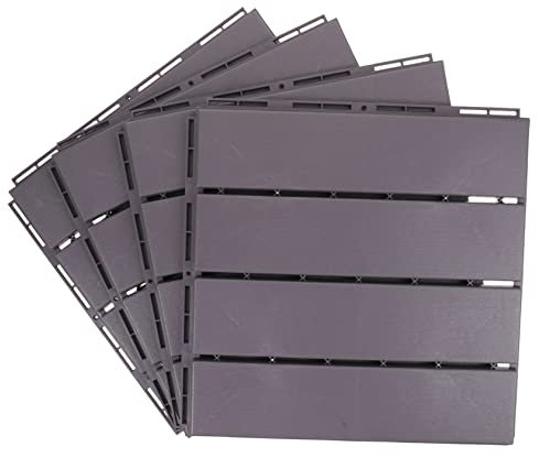 SHINEOFI 4pcs Easy Install Outdoor Plastic Deck Tiles Interlocking Floor for Balcony Garden