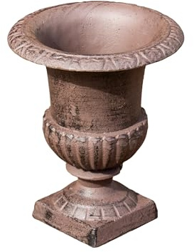 Darthome Cast Iron Urn Planters Vintage Brown Outdoor Home Garden Patio Plant Flower Pot (Small 21cm)