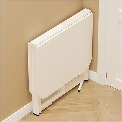 Klappbarer Esstisch, Kleiner Beweglicher Drop-Leaf-Schreibtisch, Tragbarer Faltbarer Campingtisch, Ausziehbarer Platzsparender Küchentisch, Schreibtischmöbel, White, 140X80CM/55.1X31.5IN_A