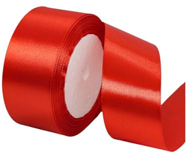 Rotes Satinband, 40 mm, 22 m, Stoff-Haarschnur für Handwerk, Blumensträuße, Geschenkverpackungen, Hochzeit, Schleifenherstellung und Valentinstag, Weihnachtsdekoration (rot, 4 cm)