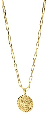 Purelei Nomad Coin Kette Herren – Markante Edelstahl-Halskette mit geprägtem Anhänger – 18K vergoldet oder Silber – Verstellbar (50/55 cm) – Statement-Schmuck für Männer