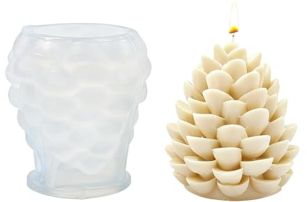 Junhui Moule à Bougies en Forme de Pomme de Pin de Noël, 3D Noël Moules en Silicone pour La Décoration de La Maison, DIY Pin Bougies d'Aromathérapie