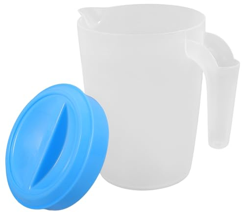 FONDOTIN Brocca per Succhi 1 Litro Blu Coperchio, Brocca Trasparente in Plastica Pp per Frigorifero, Contenitore per Bevande e Tè, Design Compatto per Uso Domestico e Viaggi All'aperto