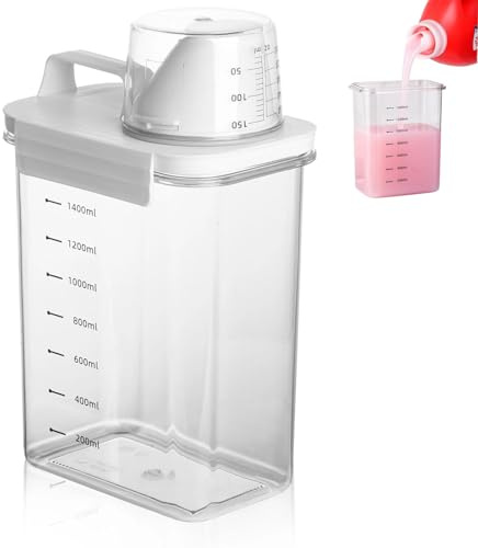 Ravytha 1 800 ml tvättmaskinsdispenser med mätbägare, tvättmedel, förvaringslåda för tvättmedel, förvaringslåda för sköljmedel