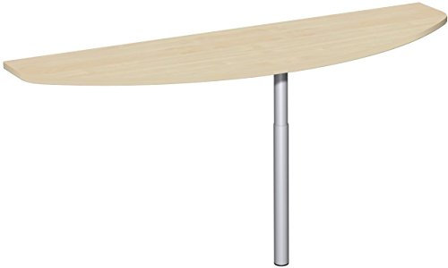 Geramöbel Anbautisch mit Stützfuß, inkl. Verkettungsmaterial, höhenverstellbar, 1600x500x680-820, Ahorn/Silber