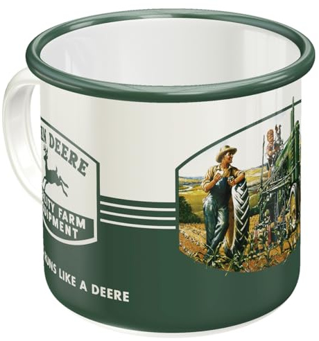 Nostalgic-Art Retro Enamel Mug 360ml John Deere - Quality Farm Equipment - Gift Idea for Tractor Fans Camping Mug Vintage Design