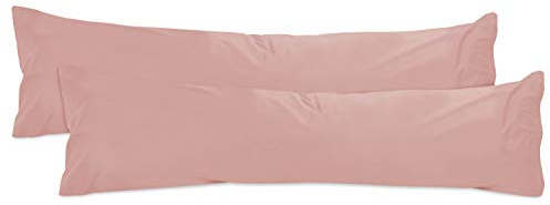 npluseins 2er-Pack Jersey Seitenschläfer Bezug, 40 x 145 cm, Altrosa | Öko-Tex Standard 100, Reißverschluss, formstabil, strapazierfähig, angenehm weich, waschbar bis 60 °C