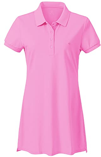 AjezMax Dam poloklänning kortärmad bomull sport tennis golfklänning, rosa, S