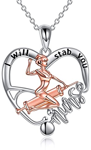 YFN Krankenschwester Halskette Sterling Silber Schwester Anhänger Stethoskop Schmuck Schwester Tag Geschenke für Damen Mädchen Krankenschwester