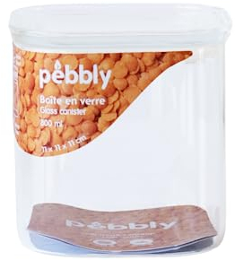 Pebbly Scatola di conservazione quadrata alta in vetro/vetro, 800 ml