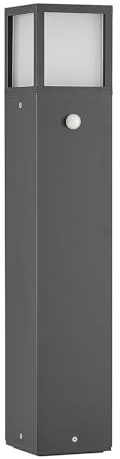 Lucande Außenleuchte Dewari mit Bewegungsmelder (spritzwassergeschützt (Modern) in Alu aus Aluminium (1 flammig, E27) - Wegeleuchte Pollerleuchte Wegelampe Sockelleuchte
