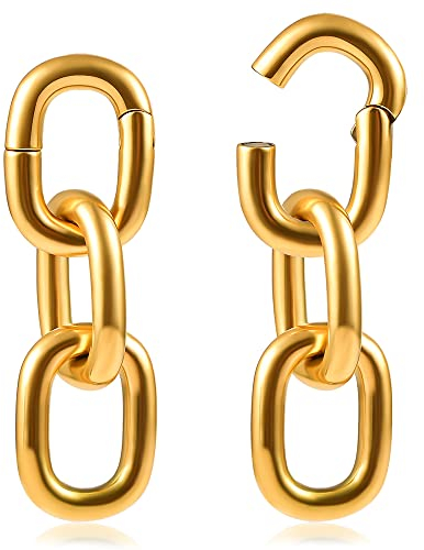 Vankula Ohr Tunnel Gewichte Flesh Ear Weights Kette Edelstahl für männer damen Ohrpiercing Gestreckte Schmuck 4mm Gold