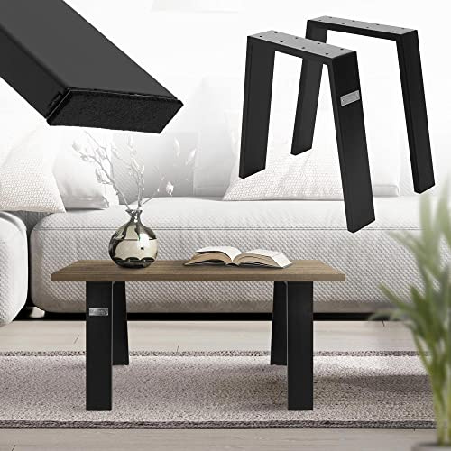 ML-Design 2x Patas Loft para Mesa o Banco 44 x 42 cm Soporte Negro Mate de Acero Recubierto en Polvo Bastidor para Mesita de Centro Base de Tablero Sostén para Esctritorio Armazón de Diseño Industrial