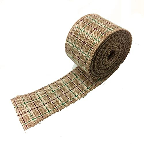 Yurosiay 6m×4cm Weihnachtsband Breit Dekoband Weihnachten Mit Draht Mehrfarbig Kariertes Weihnachtsbänder Geschenkband Schleifenband Stoffband Breit Band Basteln für Weihnachtsdekoration