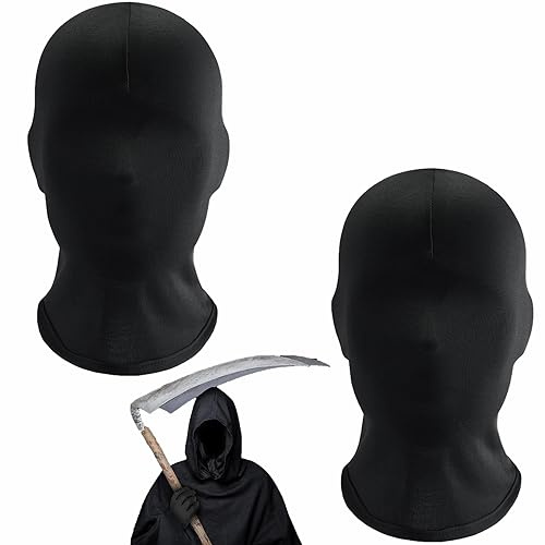 PEFOLOC 2 Stück Vollgesichtsmaske Halloween,Halloween Schwarz Gesichtslose Maske Kopfmaske,Spandex Vollgesichtsmaske,Die Kostümaccessoires für die Halloween-Karnevalsparty