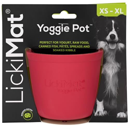 LickiMat Yoggie Pot – Ablenkung, Spaß und Bereicherung Langanhaltender Leckerli-Spender aus Gummi für alle Hundegrößen und langsames Füttern für kleine Hunde Die neueste LickiMat, Rosa