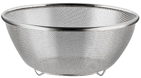 Colador de Cocina Multifuncional de Acero Inoxidable, Cuenco para Lavar Arroz, Colador de Alimentos con Pie Adecuado para Frutas y Verduras (28cm)