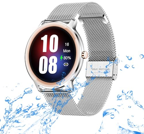 Smartwatch Damen Herren IP67 Wasserdicht Fitnessuhr Sportuhr Bluetooth-Anrufe mit 1.1''Touchscreen Herzfrequenz-Schlafmonitor 7 Tage Lange Akkulaufze Itmehrfach Sportmodi,für Android IOS.Silber