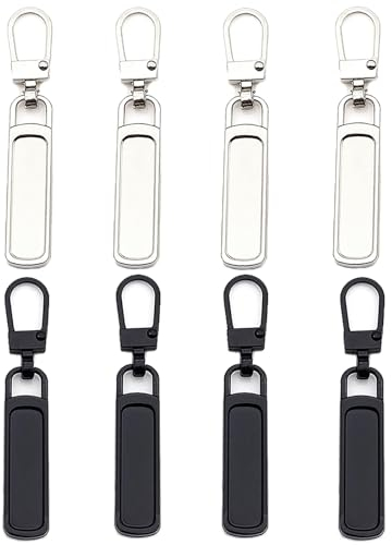 8 Stück Reißverschluss Zipper, Universal Abnehmbares Reisverschlußzipper, Ersatzteile Zipper für Koffer Mantel Stiefel Jackenrucksäcke Bekleidungsjacken Hosen Gepäck Geldbörse(Schwarz und Silber)