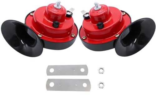 YUCHENSHLP 12V New Loud Snail Air Horn Set Dual Tone for Car Bike Van Boat Siren Twin Lorry(Red)