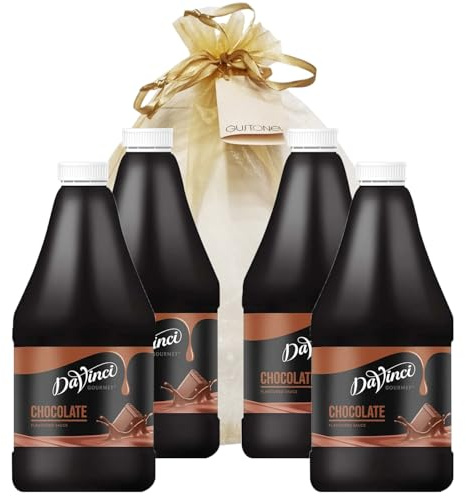 GUSTONE. DaVinci Topping Sauce | Schokolade | Gastropackung 4 x 2,5kg | Gourmet Sauce in Gastro-Qualität, ohne künstliche Farbstoffe, Sparpreispaket, passt zu Eis, Kuchen und Shakes