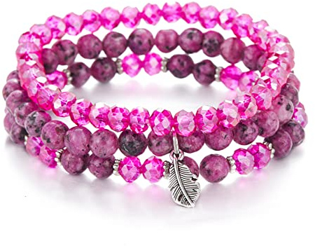 FULU AUTUMN Perlenarmband Stretch Damen Armband Mehrschichtiges Boho Modeschmuck für Mama Oma und Frau Geburtstagsgeschenk
