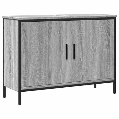 vidaXL Tvättställsskåp grå sonoma 80x30x60 cm konstruerat trä, tvättställsskåp, vaskskåp, tvättställsunderskåp, badrumsskåp, handfatsskåp