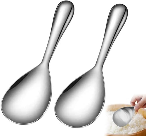 Cucchiaio da riso in acciaio inox, 2 cucchiai antiaderenti, cucchiai da portata, cucchiaio da risotto, cucchiaio da cucina resistente al calore