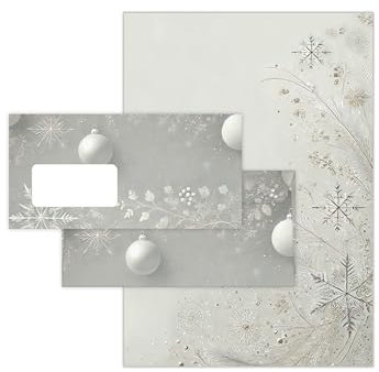 Briefpapier Weihnachten Weihnachtsbriefpapier mit Umschlag Umschlägen mit Fenster Weihnachtspapier A4 für Kunden (25 Blätter + 25 Umschläge)